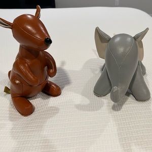 NEW Zuni Special addition Grey leather Elephant Bookend and Brown Kangaroo